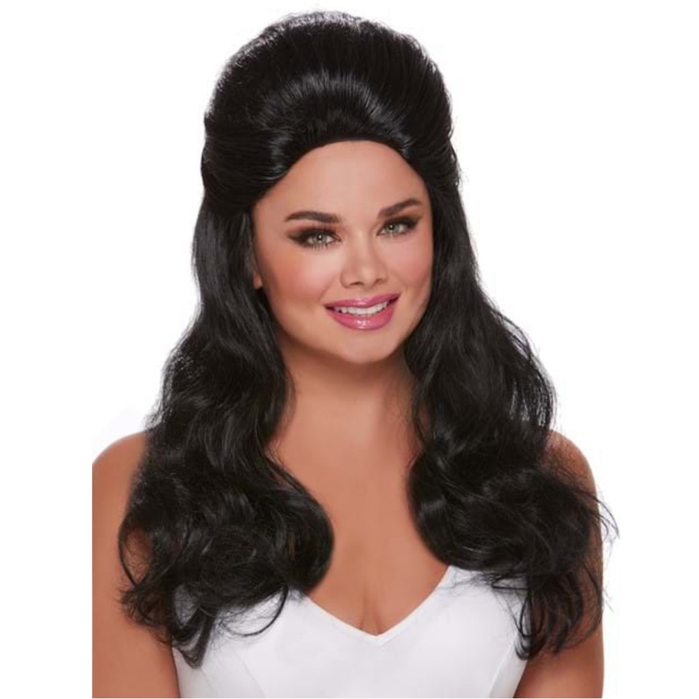 NIB DREAMGIRL Priscilla Presley Lana Del Rey Bouffant black wig